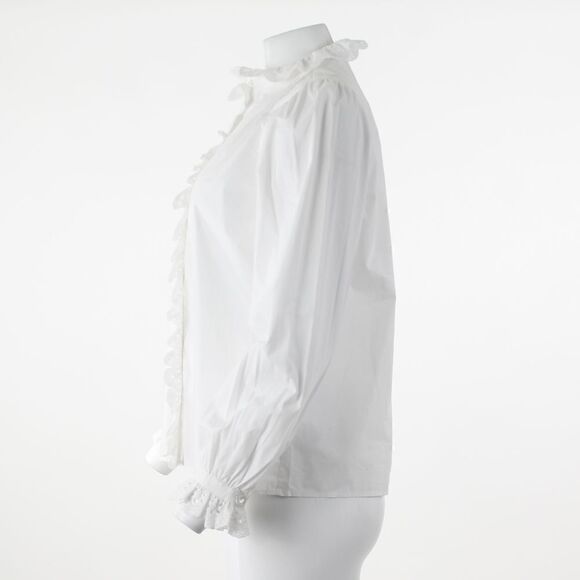 Joie Amiens Ruffle Cotton Blouse in Bright White - Picture 4 of 5
